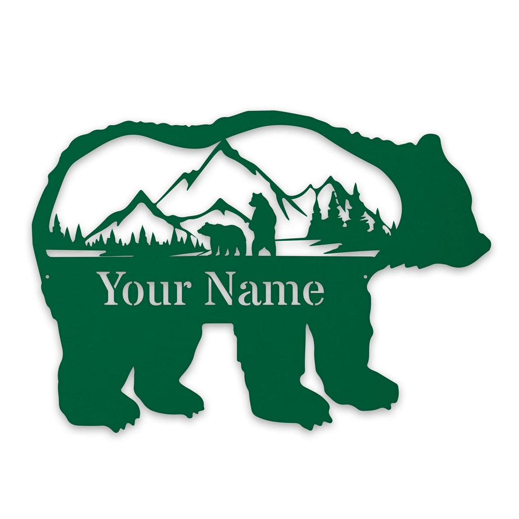 Great Outdoors- Grizzly with Scenery Personalized Metal Sign