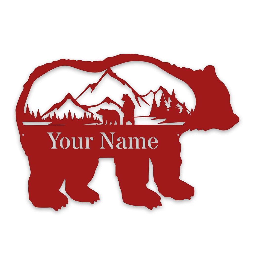 Great Outdoors- Grizzly with Scenery Personalized Metal Sign