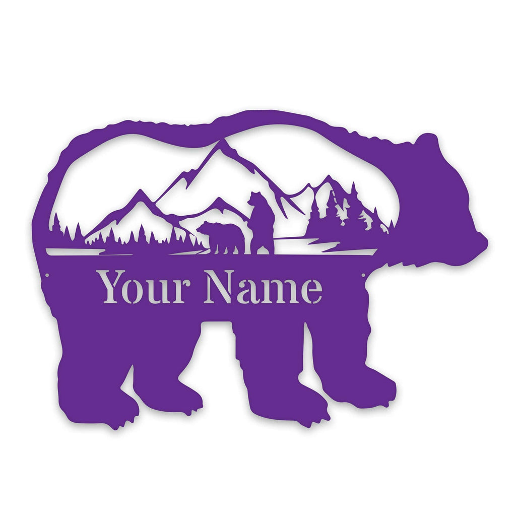 Great Outdoors- Grizzly with Scenery Personalized Metal Sign