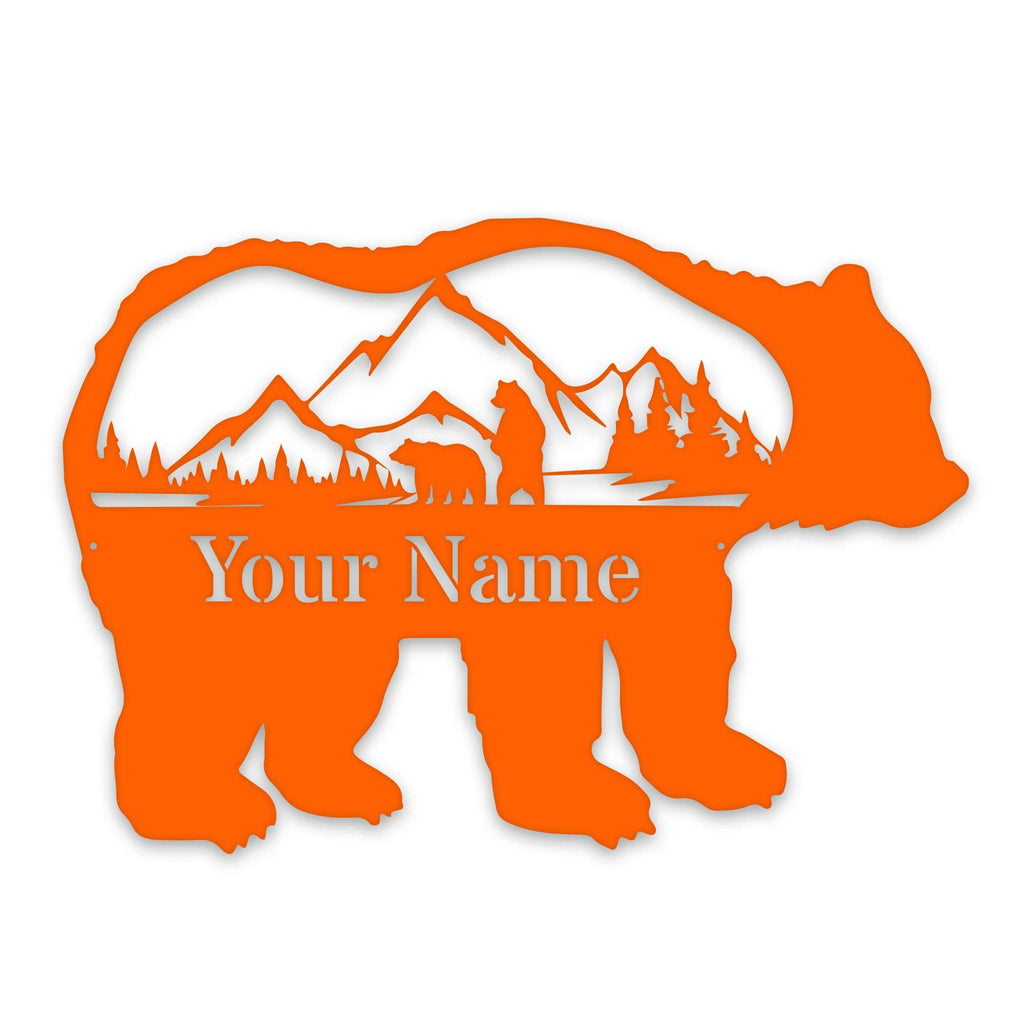Great Outdoors- Grizzly with Scenery Personalized Metal Sign