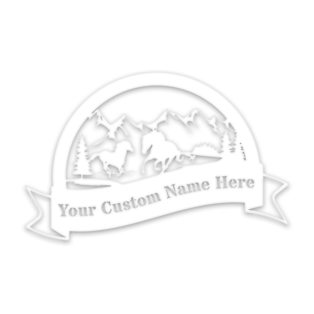 Great Outdoors- Half Moon Wild Horses Personalized Metal Sign