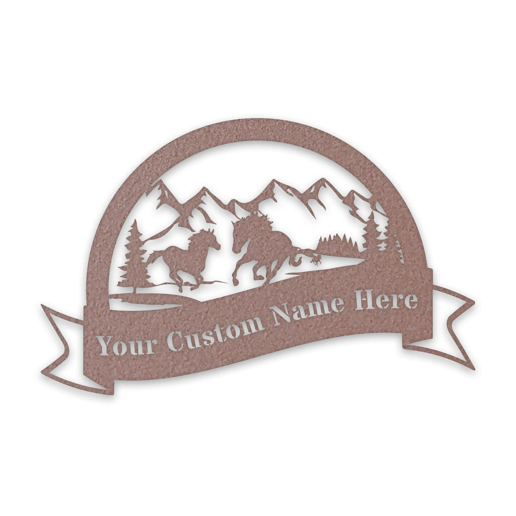 Great Outdoors- Half Moon Wild Horses Personalized Metal Sign