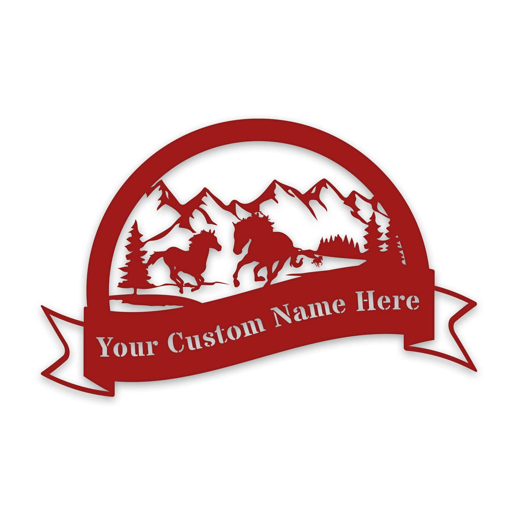 Great Outdoors- Half Moon Wild Horses Personalized Metal Sign