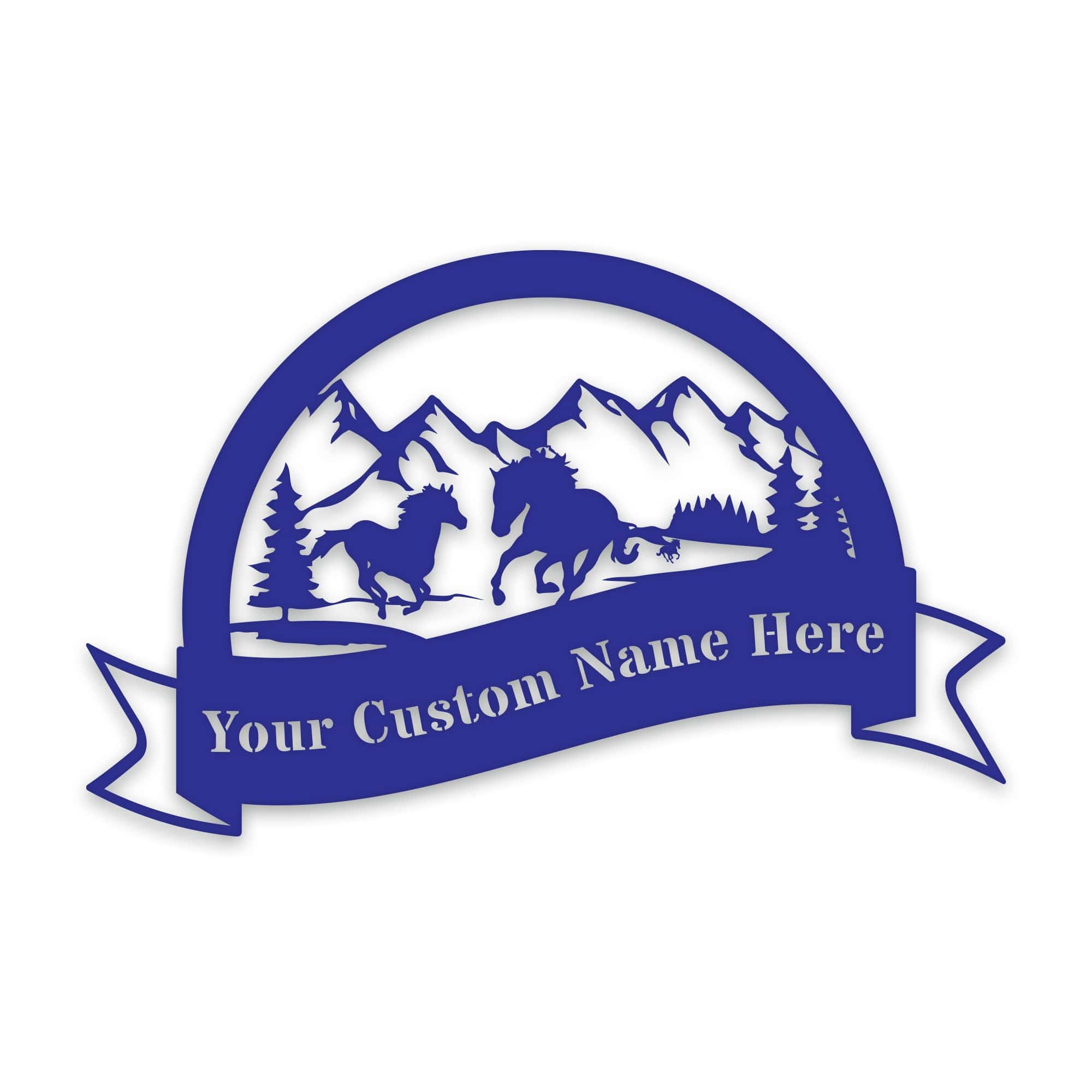Great Outdoors- Half Moon Wild Horses Personalized Metal Sign