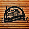 Great Outdoors Halfmoon Banner Cabin Personalized Metal Sign