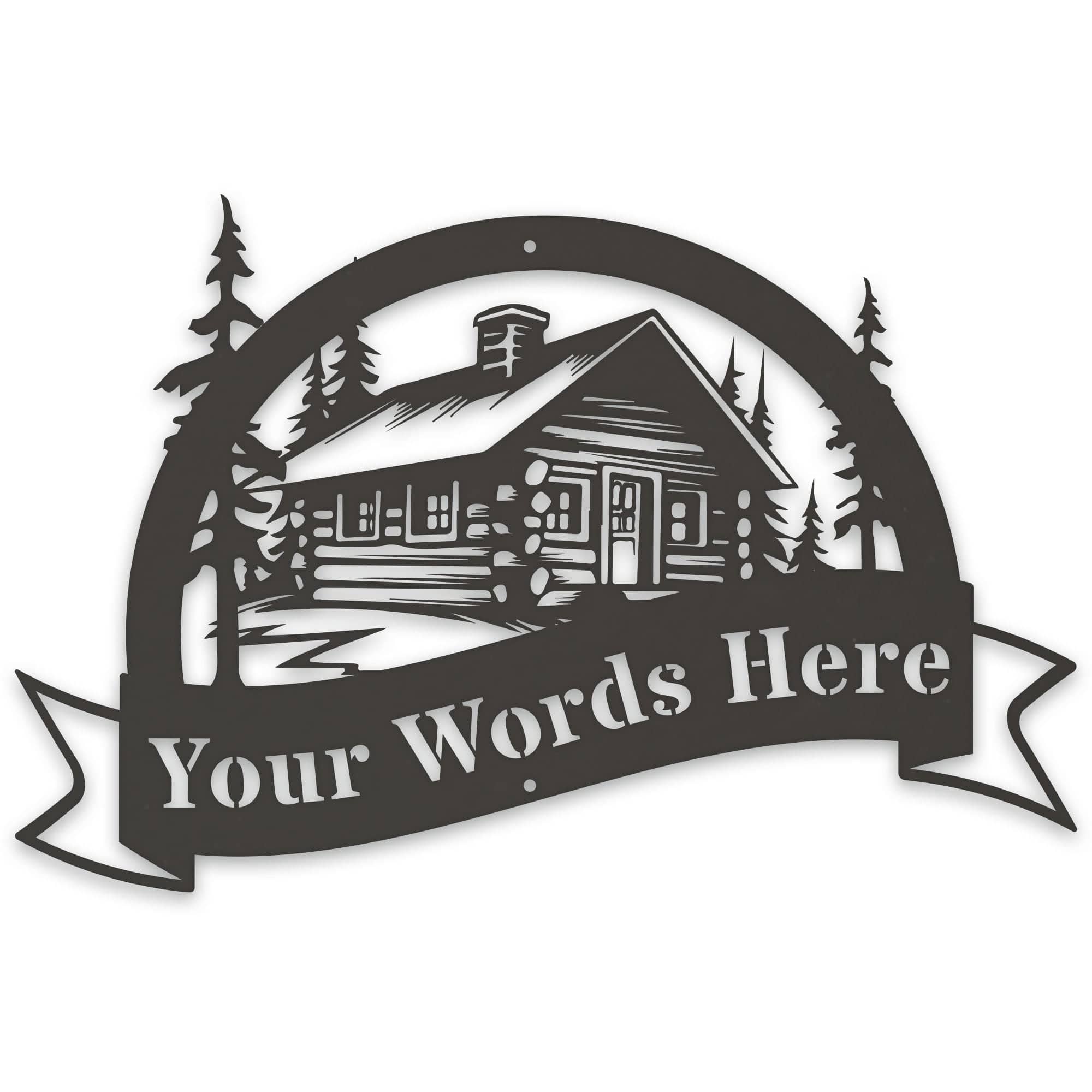 Great Outdoors Halfmoon Banner Cabin Personalized Metal Sign