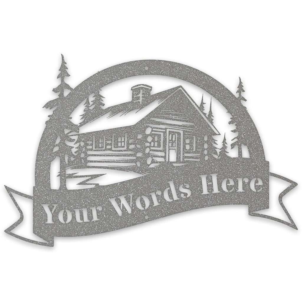 Great Outdoors Halfmoon Banner Cabin Personalized Metal Sign