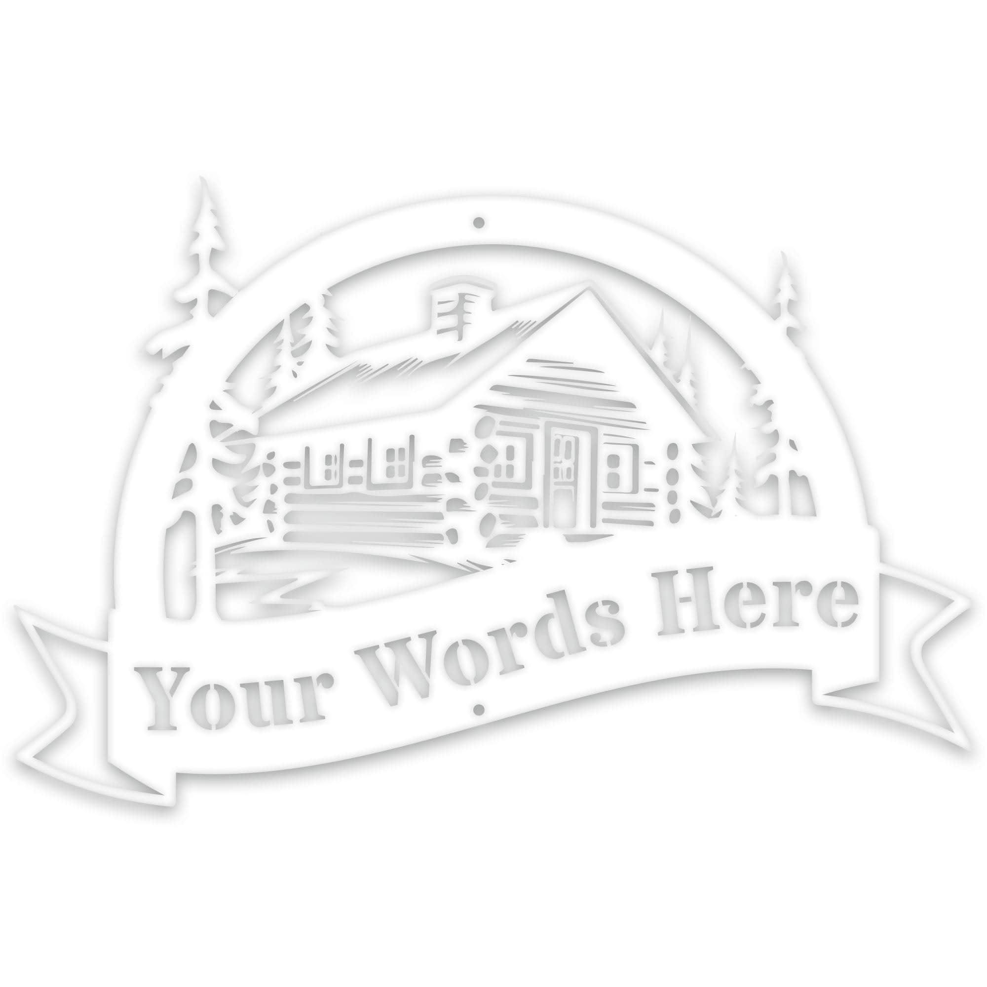 Great Outdoors Halfmoon Banner Cabin Personalized Metal Sign