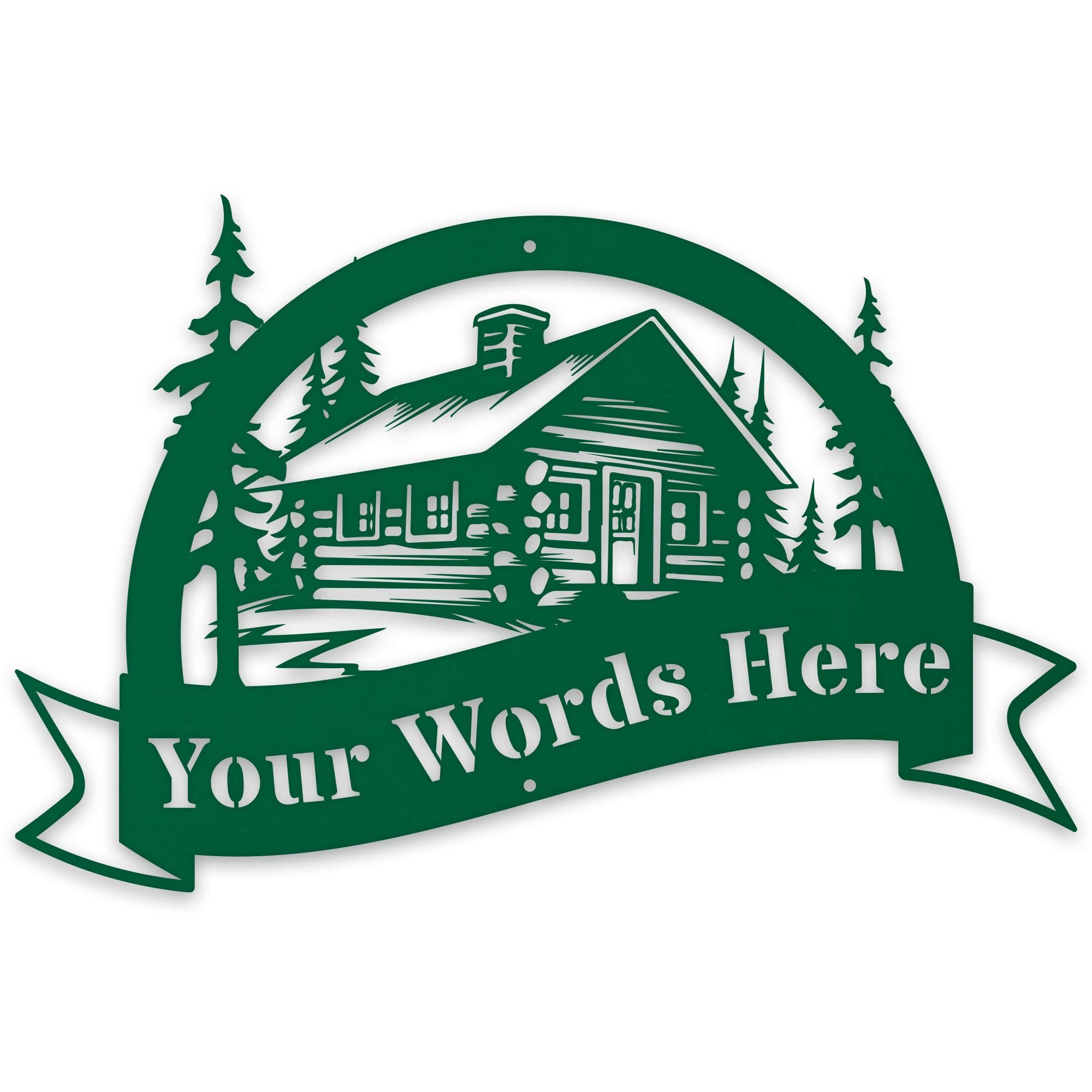 Great Outdoors Halfmoon Banner Cabin Personalized Metal Sign