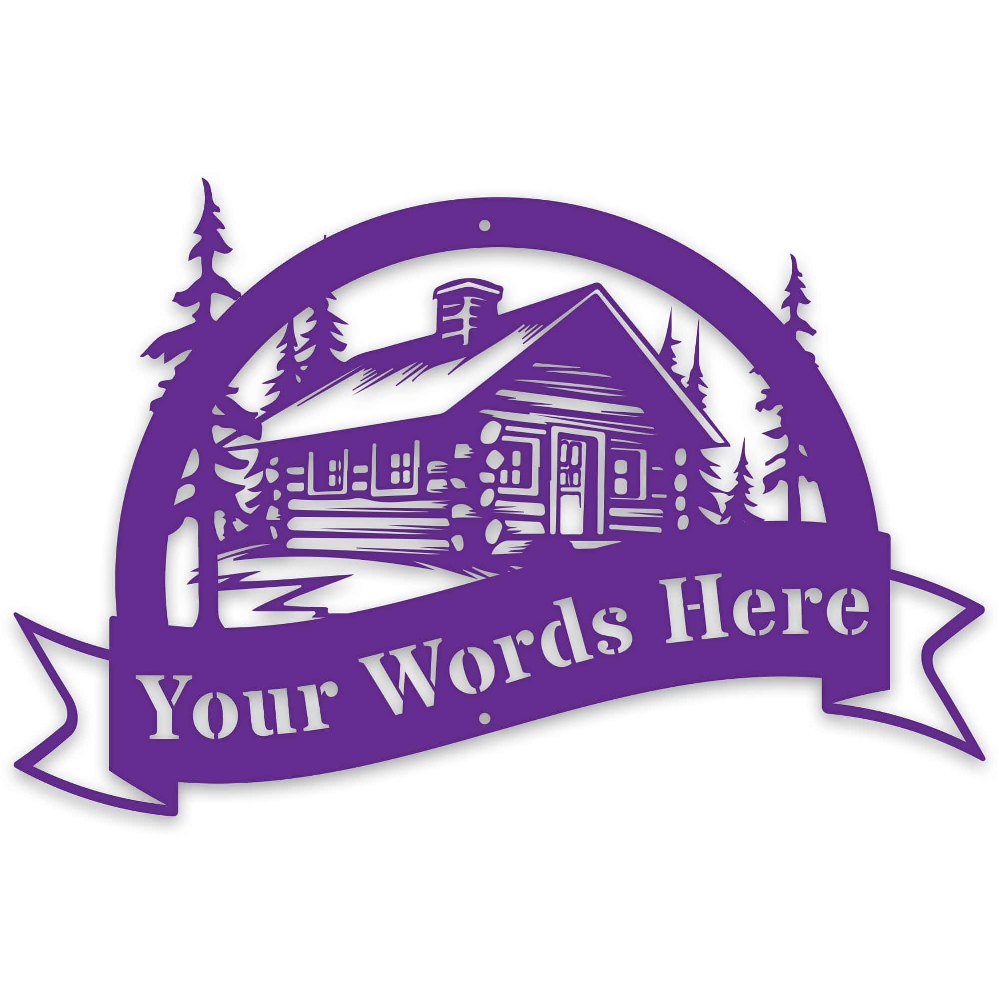 Great Outdoors Halfmoon Banner Cabin Personalized Metal Sign