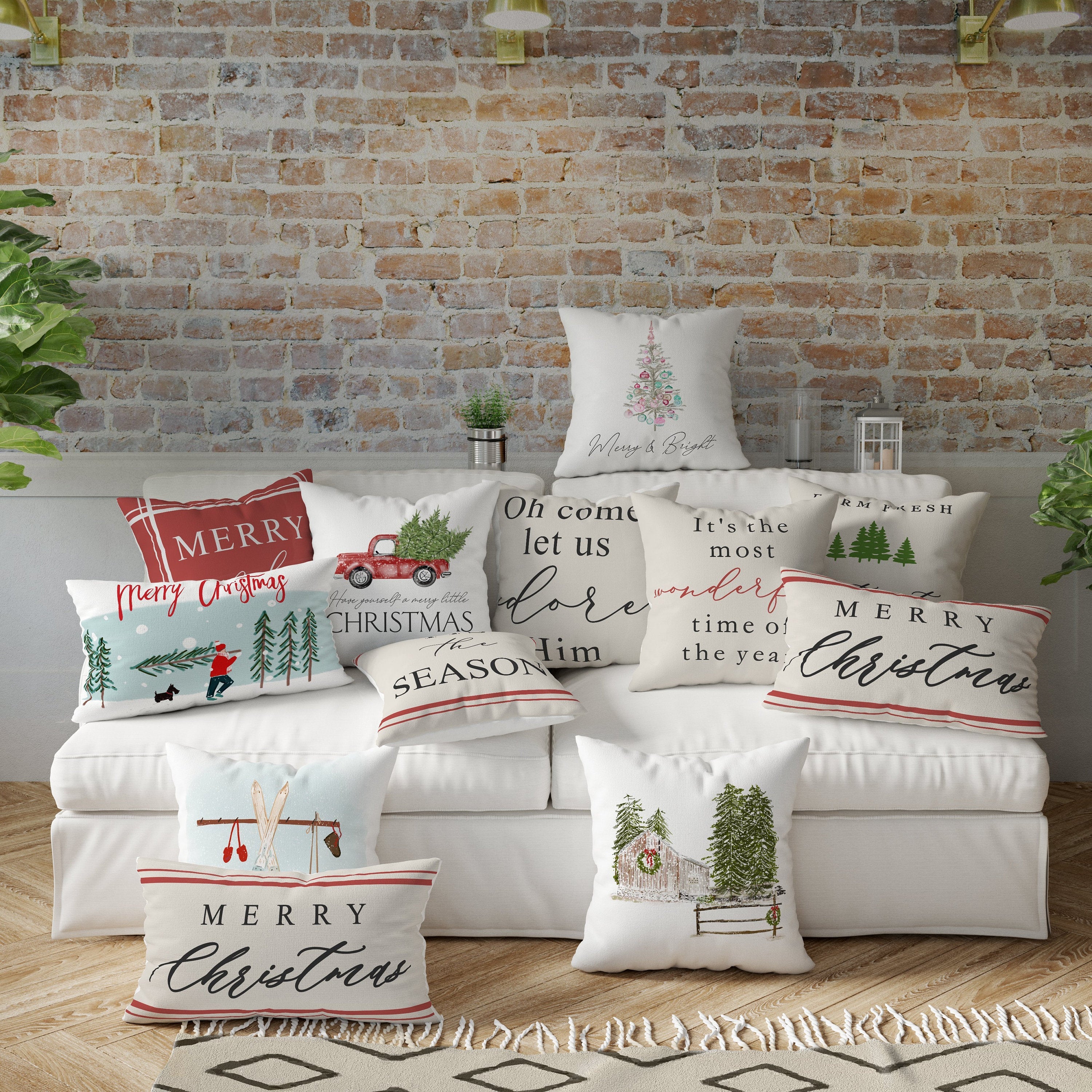 Let it snow- with skis- 18x18 inch pillow cover #15
