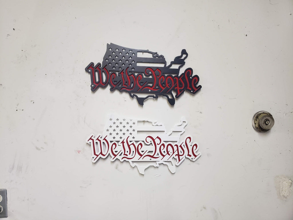 We The People American Flag Metal Wall Art, 2 Layered Cut Steel Wall Decor, Patriotic USA Home or Office Decoration