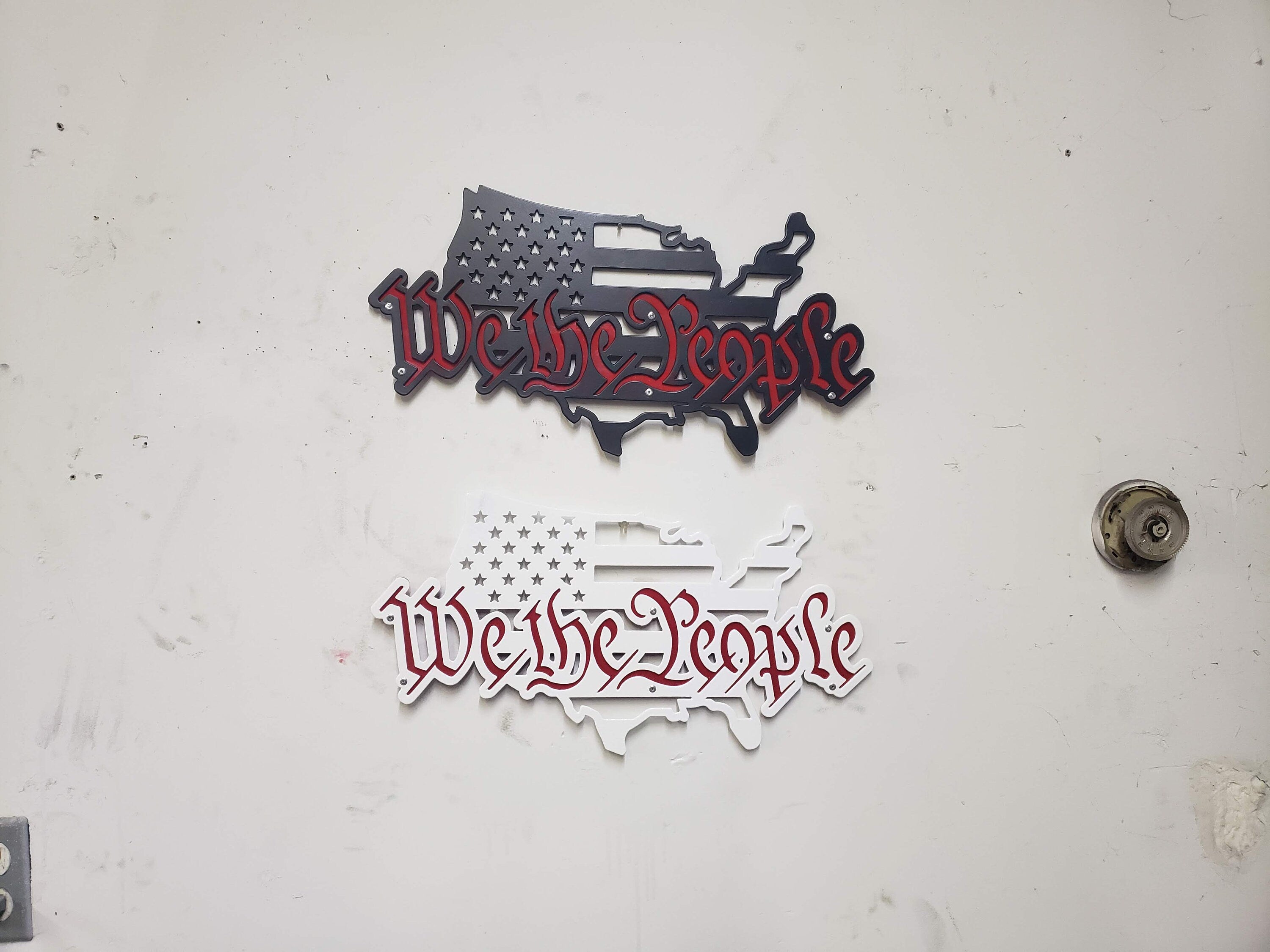 We The People American Flag Metal Wall Art, 2 Layered Cut Steel Wall Decor, Patriotic USA Home or Office Decoration