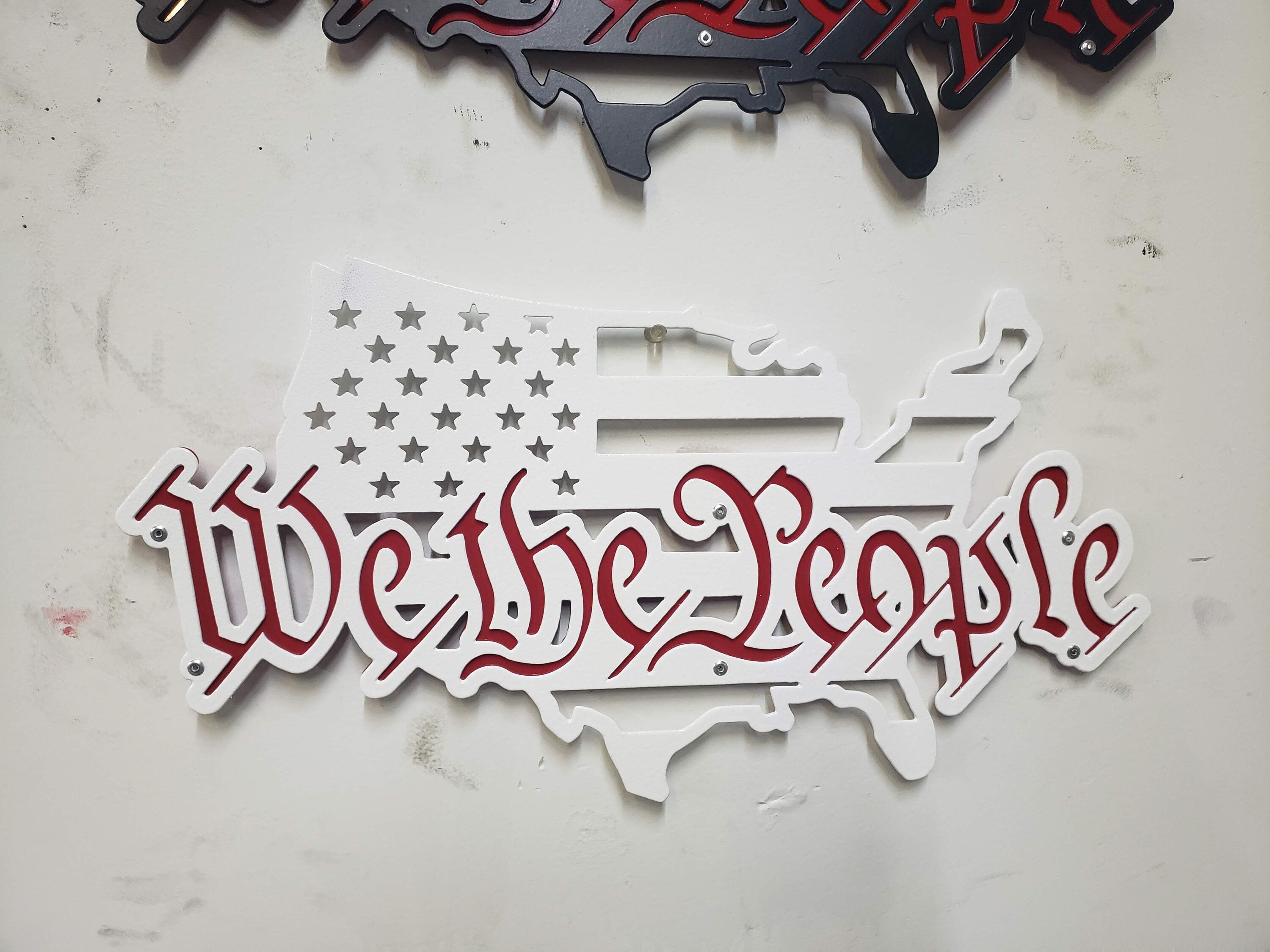 We The People American Flag Metal Wall Art, 2 Layered Cut Steel Wall Decor, Patriotic USA Home or Office Decoration