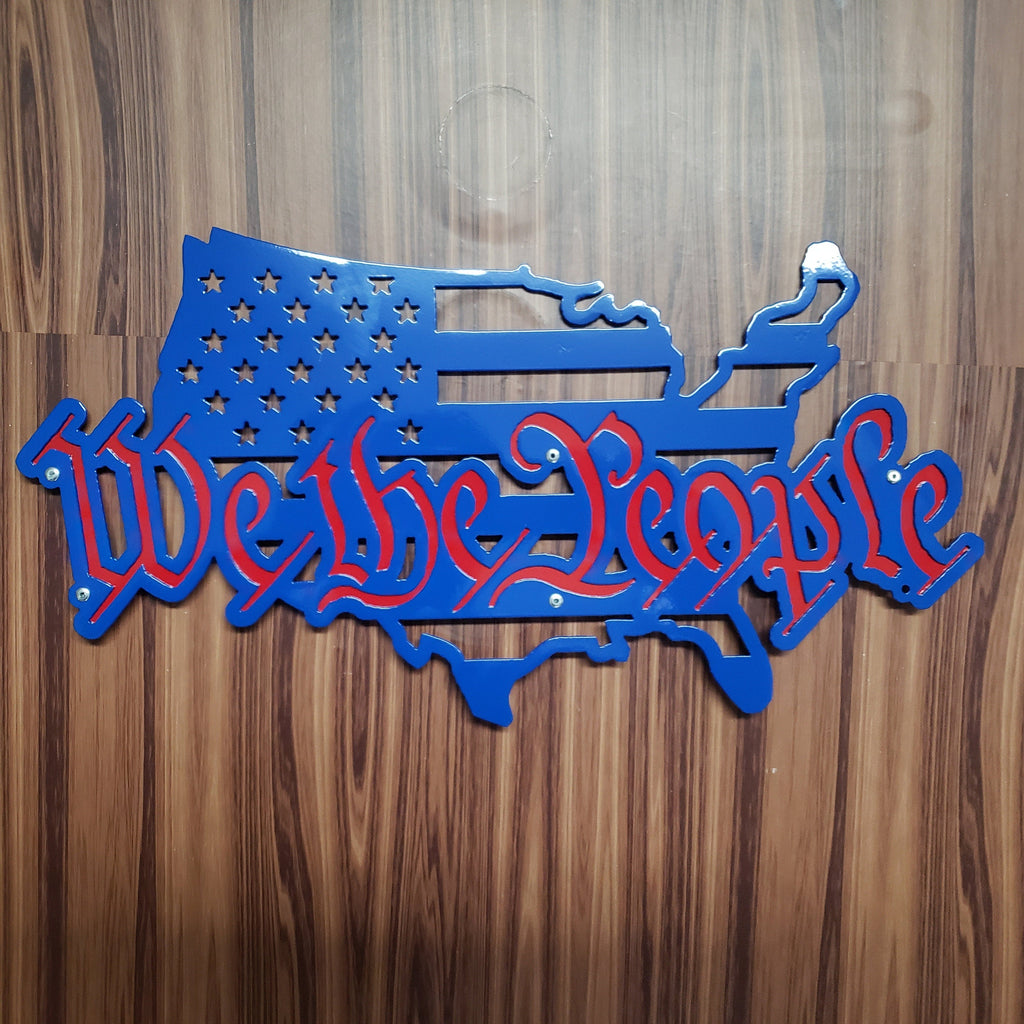We The People American Flag Metal Wall Art, 2 Layered Cut Steel Wall Decor, Patriotic USA Home or Office Decoration