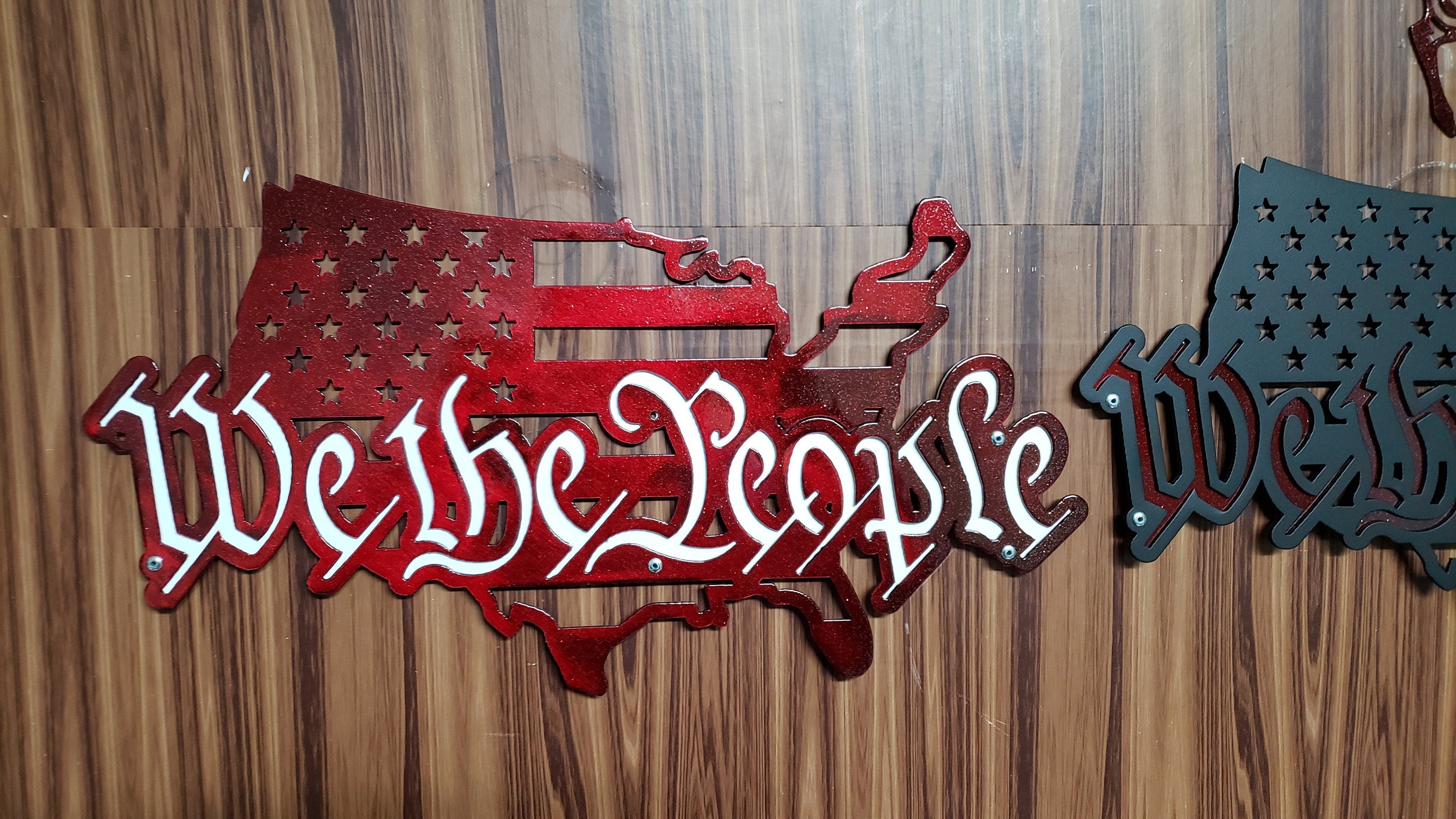 We The People American Flag Metal Wall Art, 2 Layered Cut Steel Wall Decor, Patriotic USA Home or Office Decoration