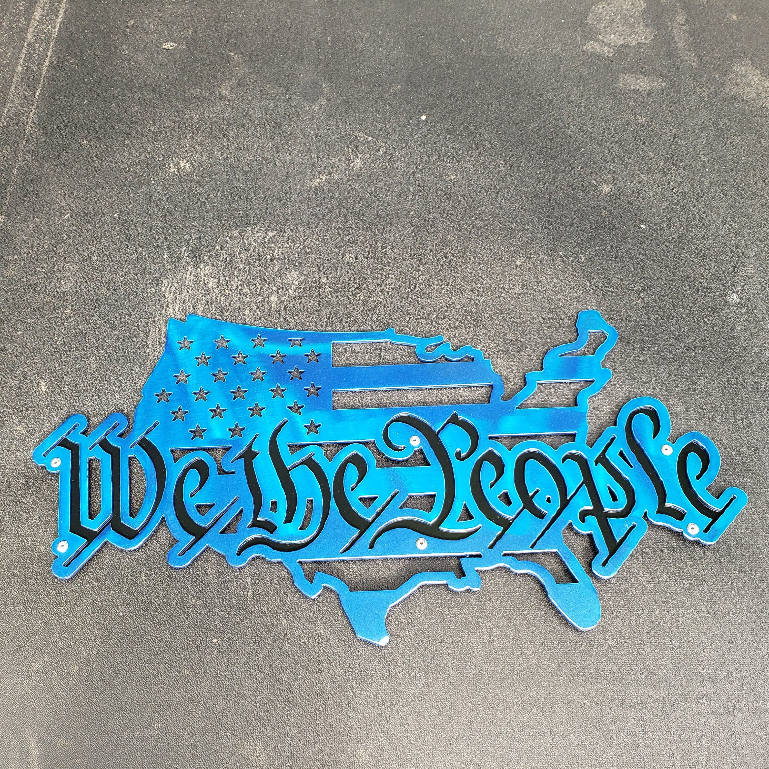 We The People American Flag Metal Wall Art, 2 Layered Cut Steel Wall Decor, Patriotic USA Home or Office Decoration