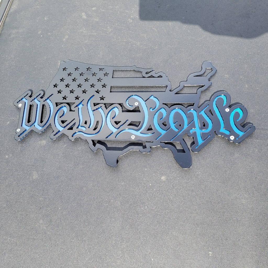 We The People American Flag Metal Wall Art, 2 Layered Cut Steel Wall Decor, Patriotic USA Home or Office Decoration