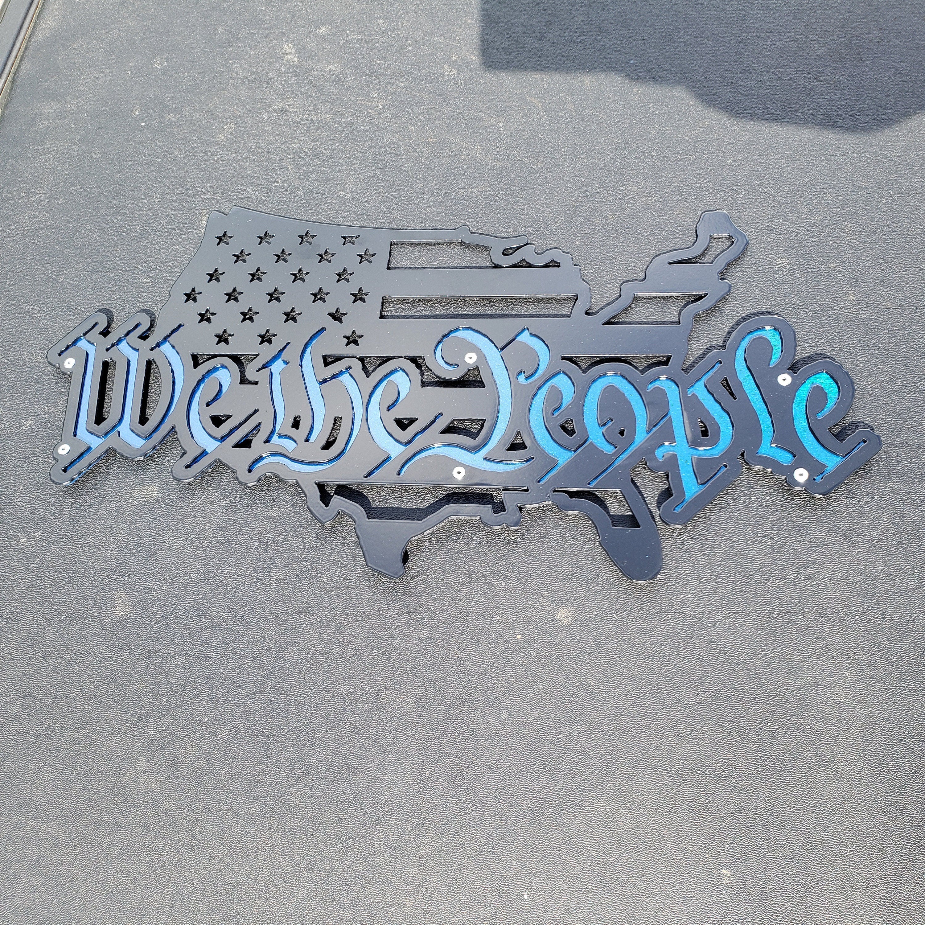 We The People American Flag Metal Wall Art, 2 Layered Cut Steel Wall Decor, Patriotic USA Home or Office Decoration
