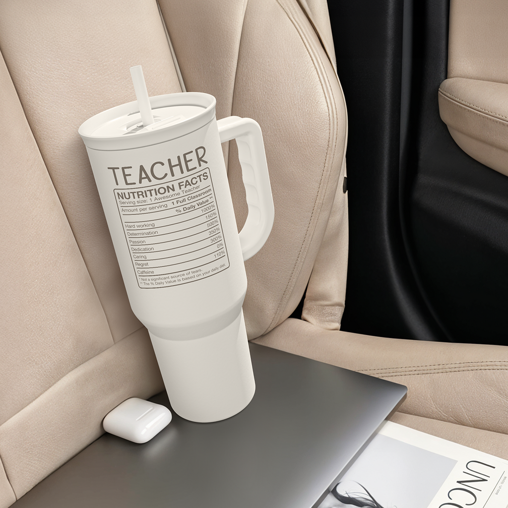 White Teacher Slidemate | Slider Tumbler with Handle 40oz