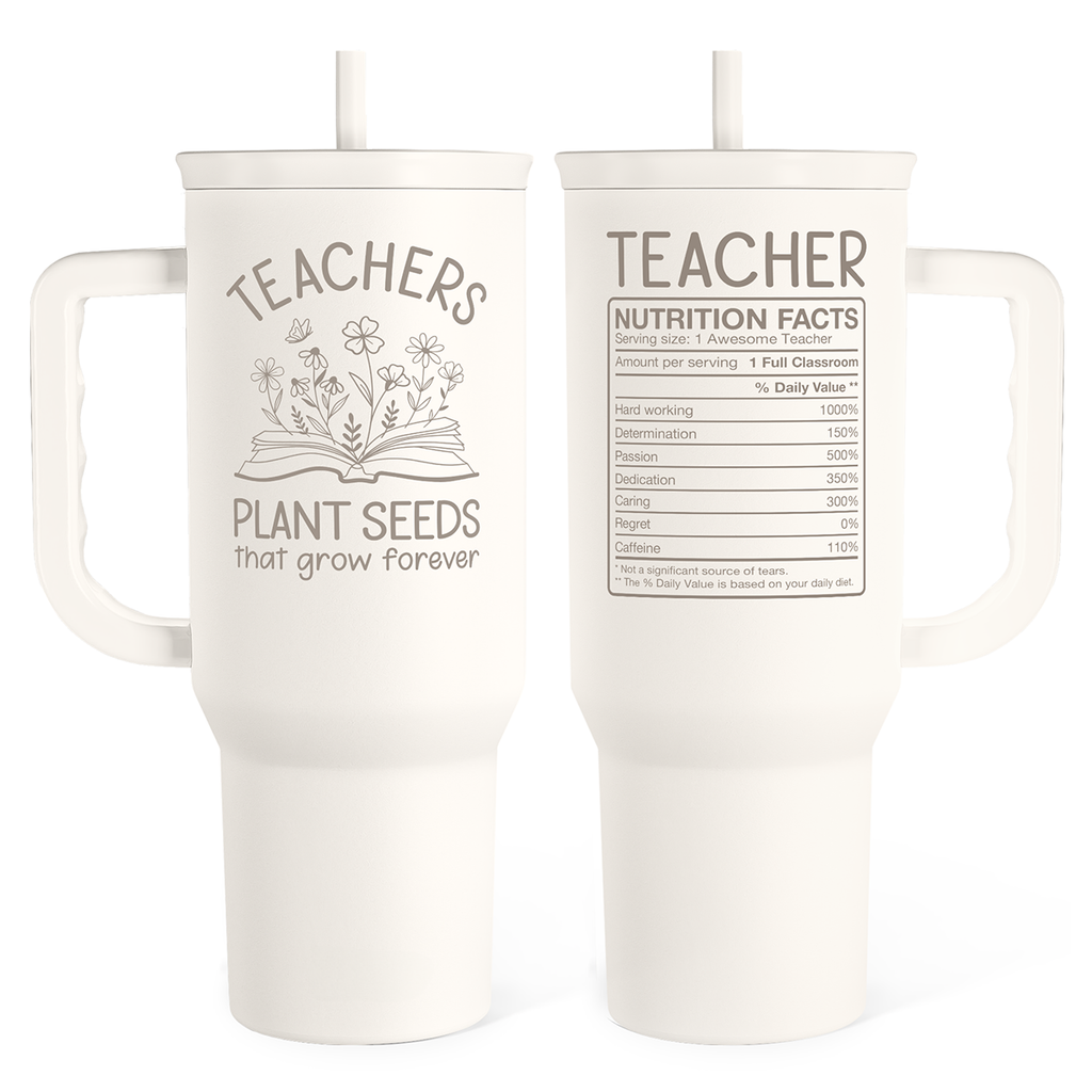 White Teacher Slidemate | Slider Tumbler with Handle 40oz