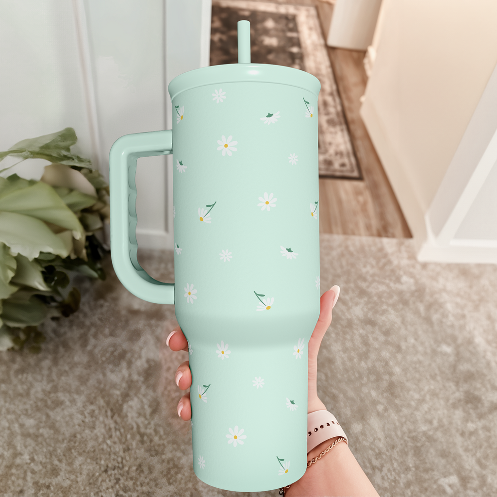 Mint Daisy Slidemate | Slider Tumbler with Handle 40oz