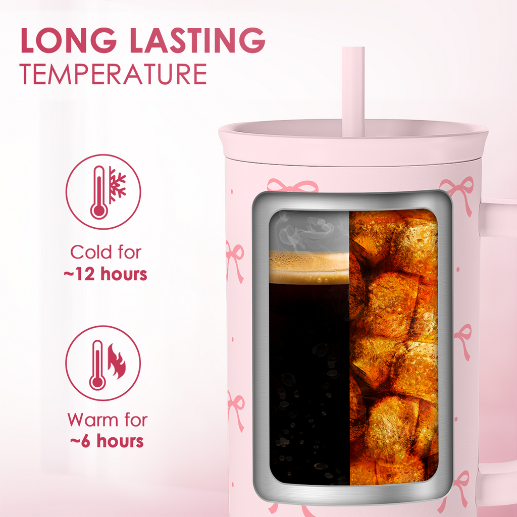 Pink Bow Slidemate | Slider Tumbler with Handle 40oz