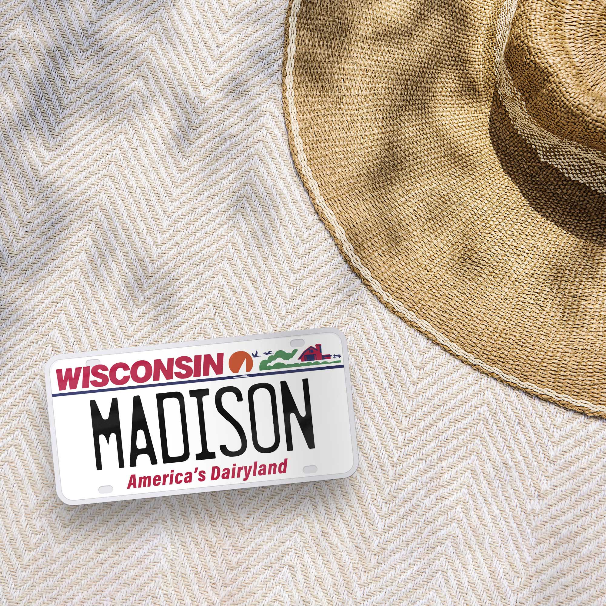 Wisconsin License Plate Sticker - Choose from 10+ WI Cities & Sayings