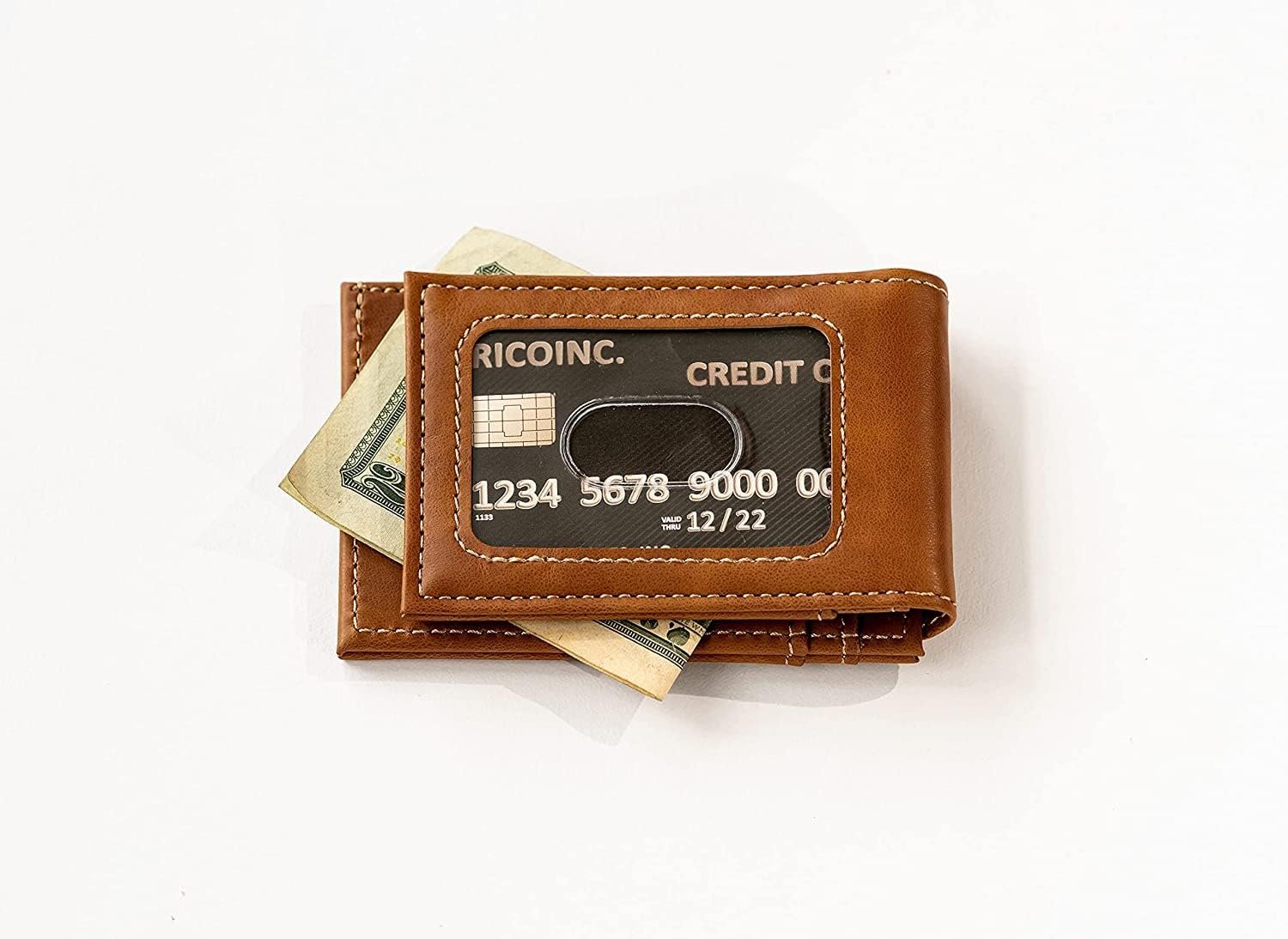 NCAA Arkansas Razorbacks Men’s Front ID Pocket Brown Wallet- Premium 8 Pocket Laser-Engraved Team Logo on Vegan Leather- Minimalist Design, Credit Card Holder- Ideal for Travel or Men’s Gift