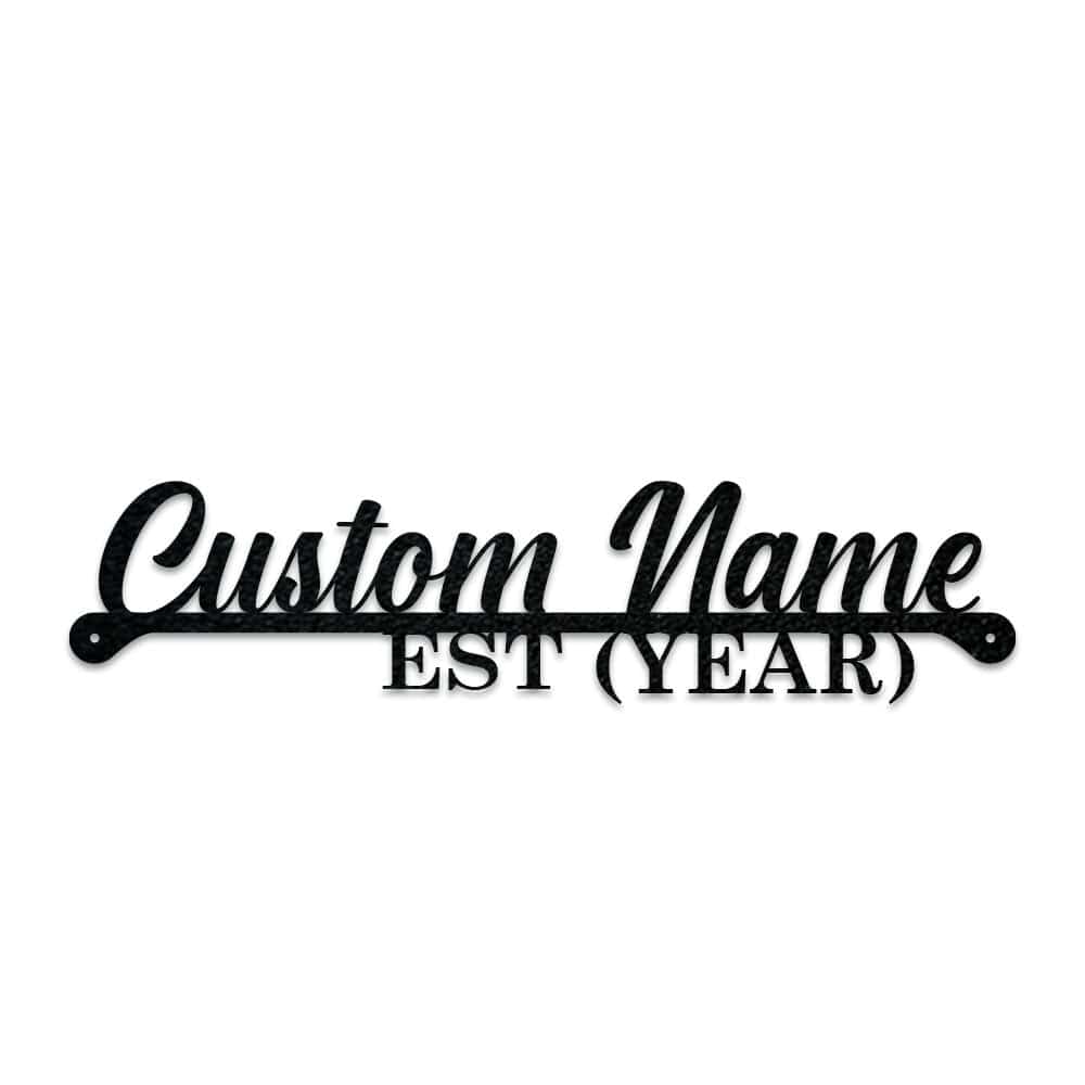 Name & Year Script Monogram - Metal Sign