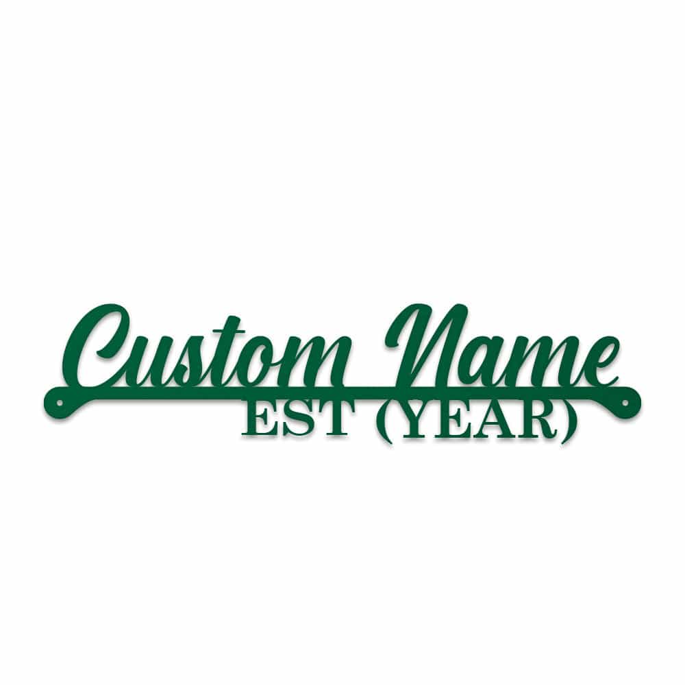 Name & Year Script Monogram - Metal Sign
