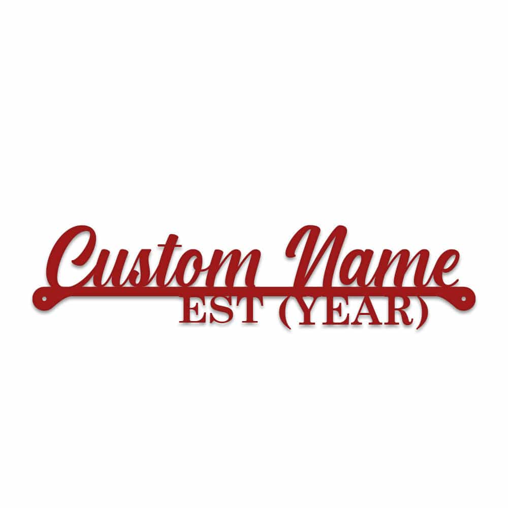 Name & Year Script Monogram - Metal Sign