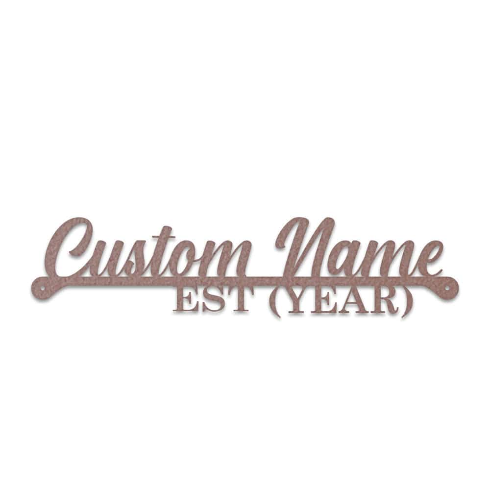 Name & Year Script Monogram - Metal Sign