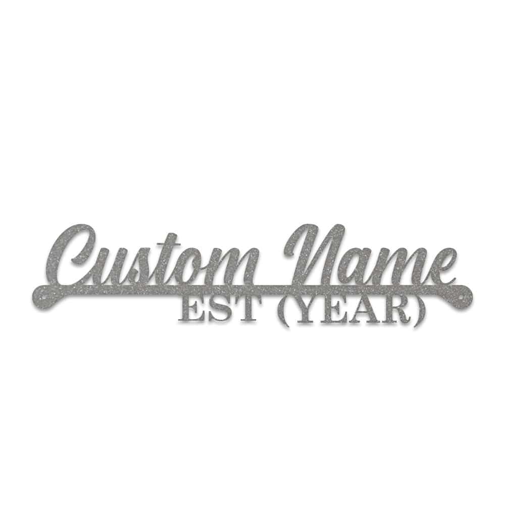 Name & Year Script Monogram - Metal Sign