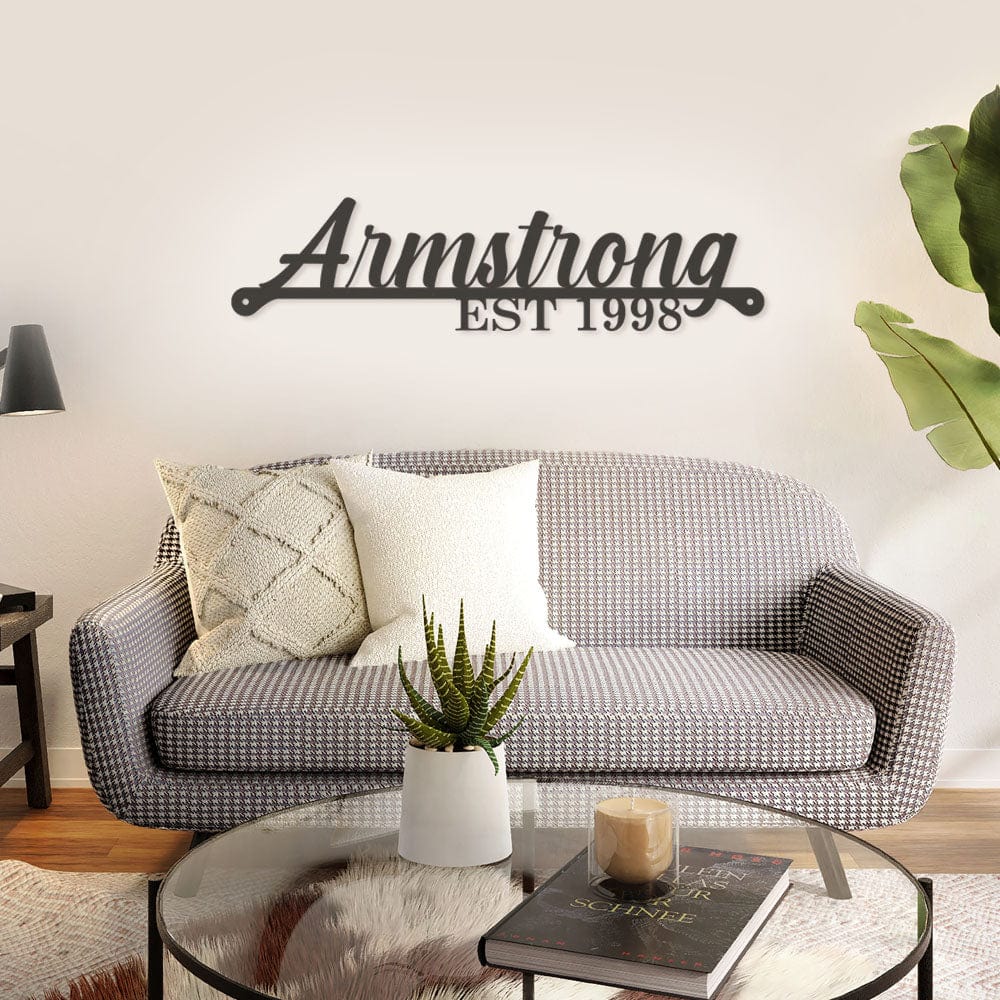 Name & Year Script Monogram - Metal Sign
