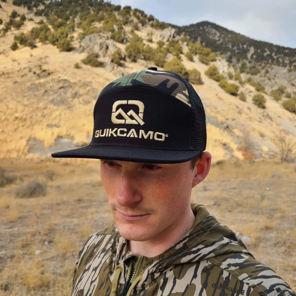 QuikCamo 7 Panel Trucker Hat (Snapback OSFM)