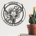 Ranch Life- Steer Skull with Flowers Custom Metal Sign