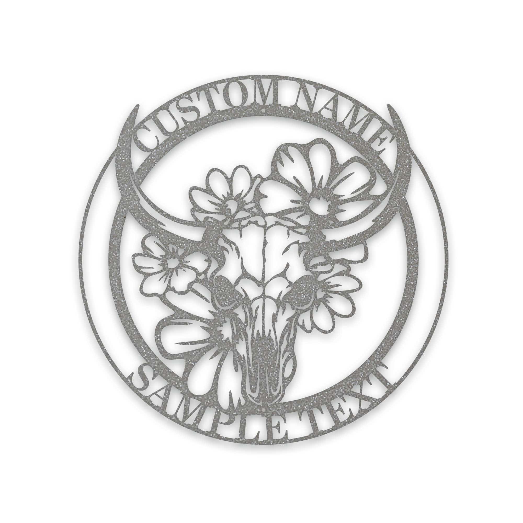 Ranch Life- Steer Skull with Flowers Custom Metal Sign