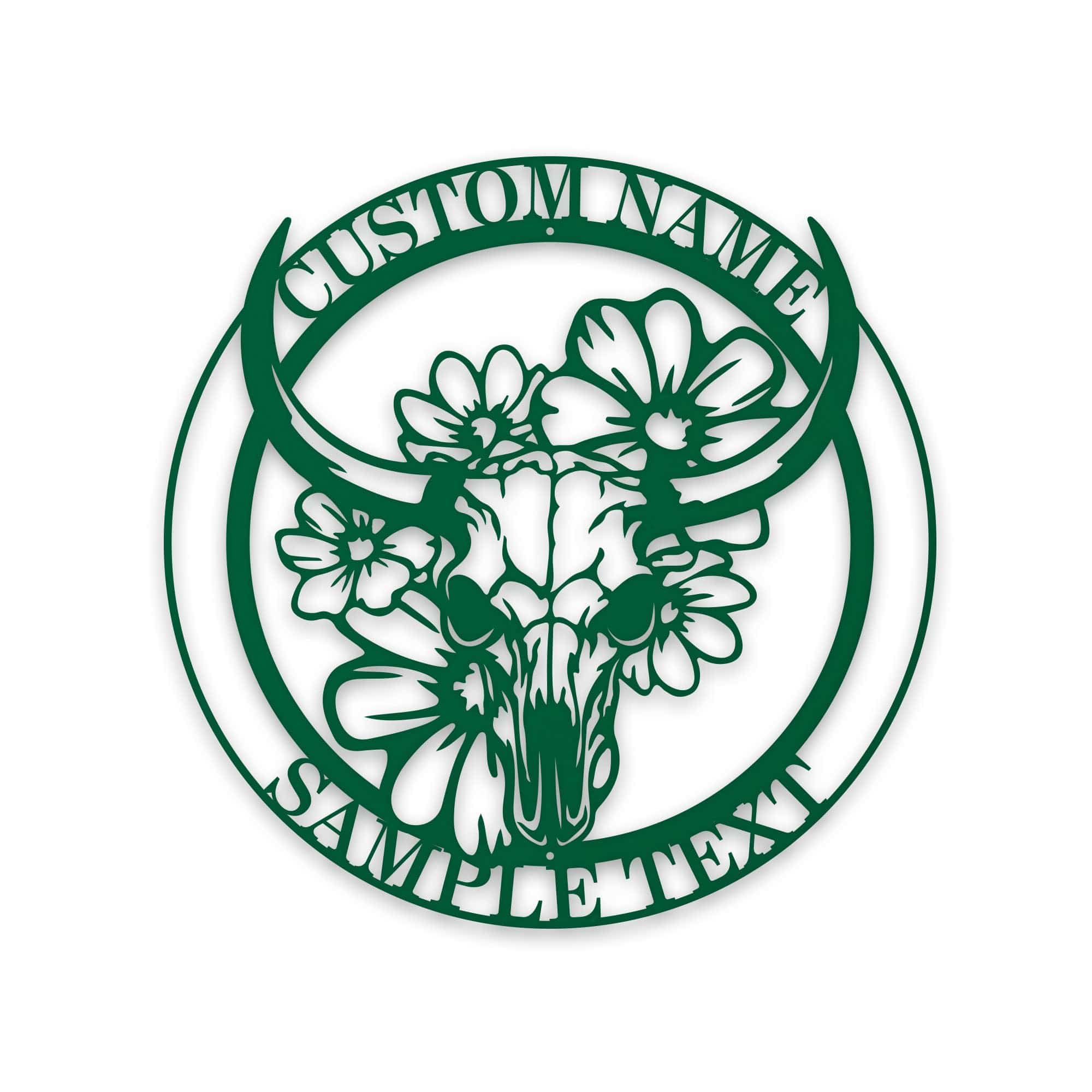 Ranch Life- Steer Skull with Flowers Custom Metal Sign