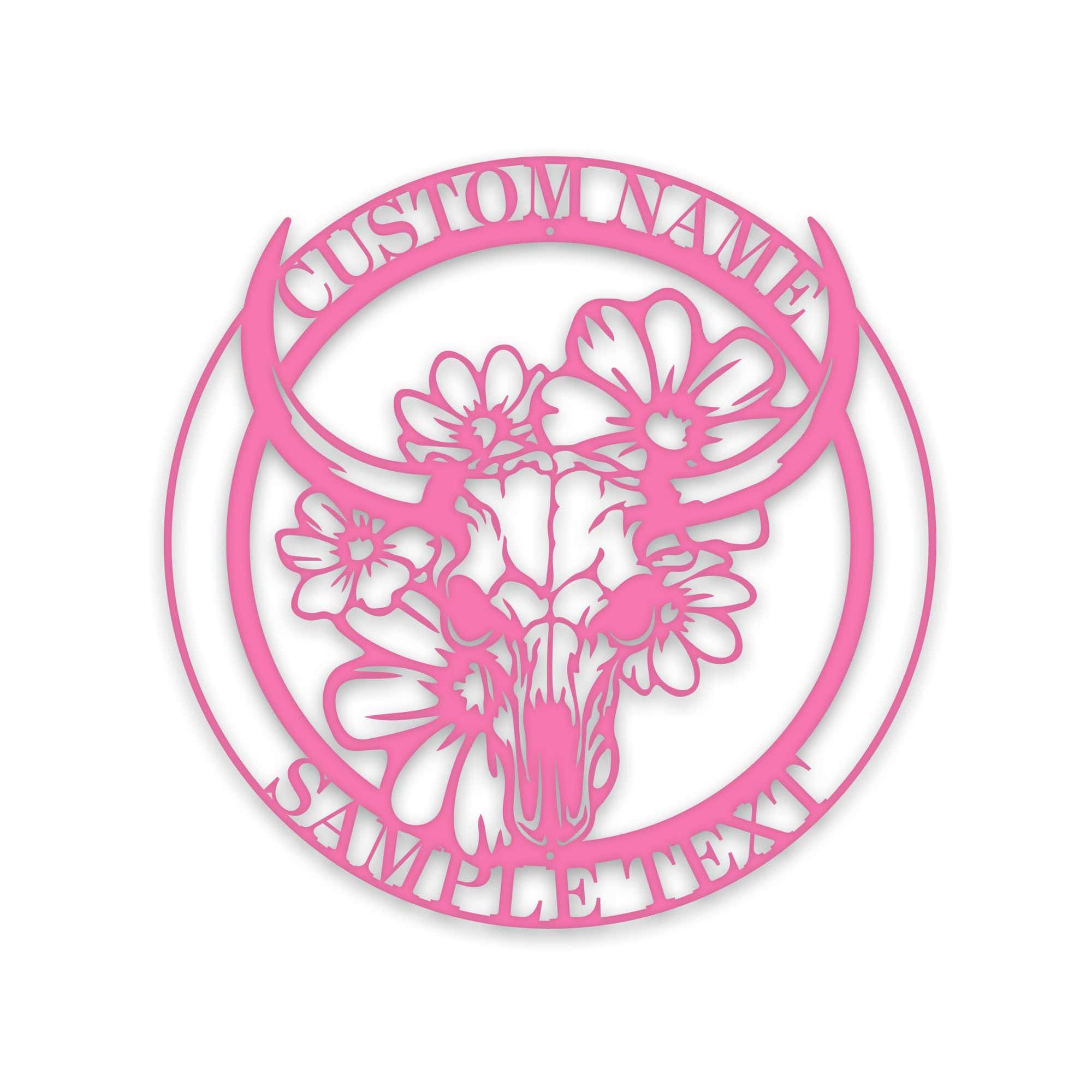 Ranch Life- Steer Skull with Flowers Custom Metal Sign