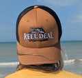 Reel Deal Snapback Hat (Carmel front/Black mesh)