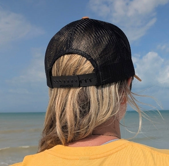 Reel Deal Snapback Hat (Carmel front/Black mesh)