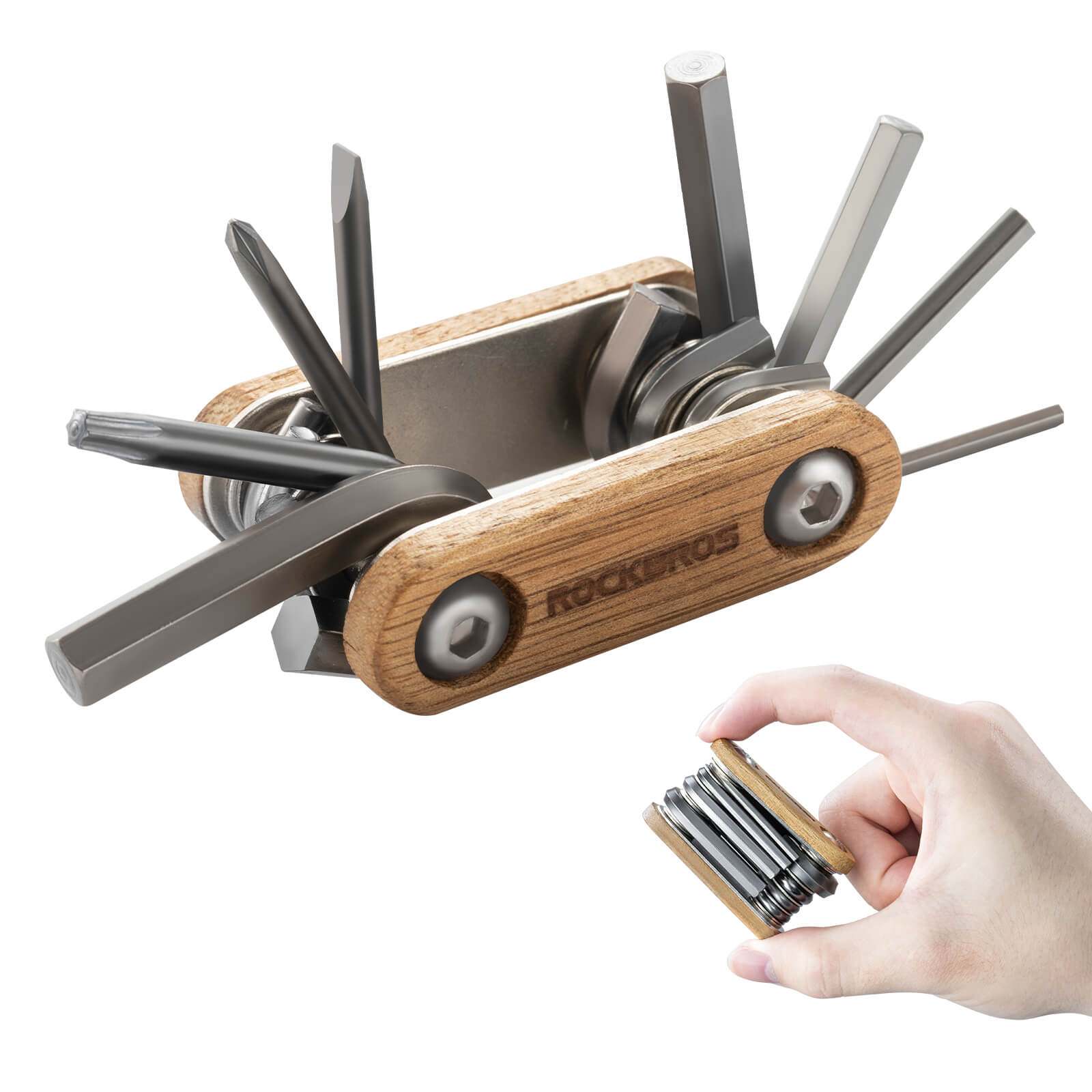 Titanium Bike Multi Tool with Wooden Handle