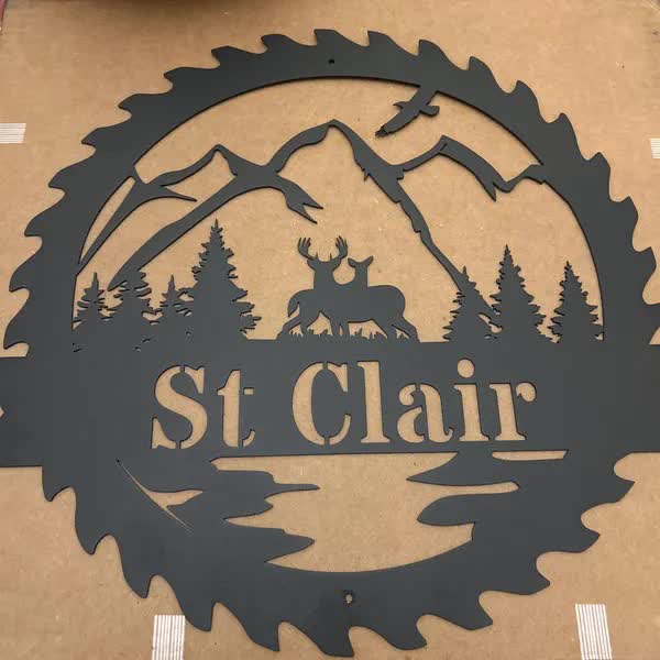 Sawblade Great Outdoor Monogram Sign - Personalized Metal Wall Art | Rustic Deer & Elk Plaque