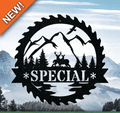 Sawblade Great Outdoor Monogram Sign - Personalized Metal Wall Art | Rustic Deer & Elk Plaque