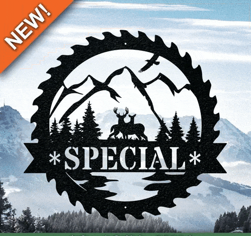 Sawblade Great Outdoor Monogram Sign - Personalized Metal Wall Art | Rustic Deer & Elk Plaque