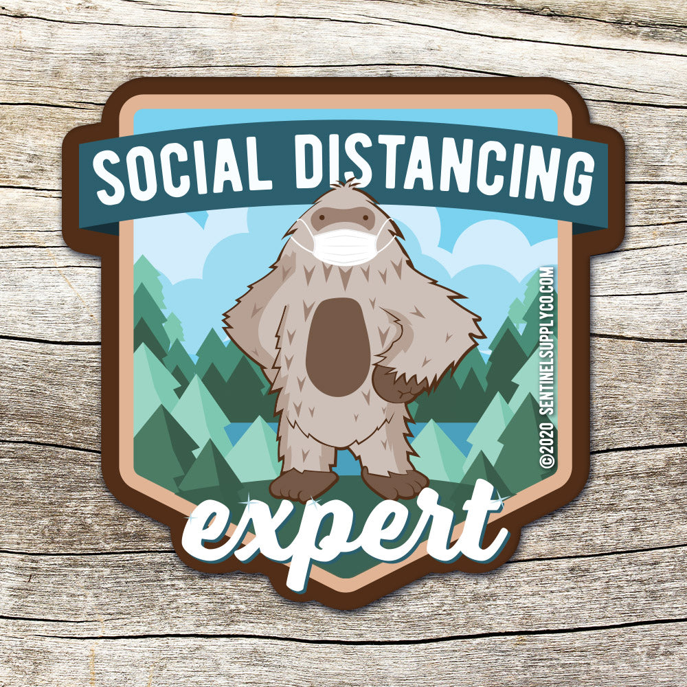 Social Distancing Expert Bigfoot Sticker