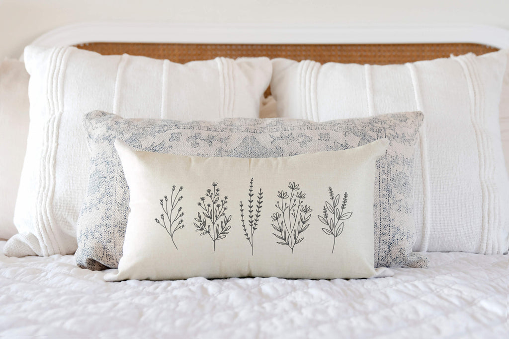 Floral Sprigs- Spring Pillow Cover 12x20 inch