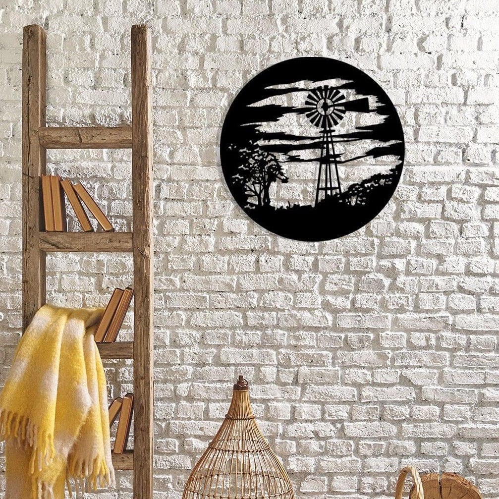 Windmill Metal Sign - Rustic Farmhouse Metal Wall Art | Durable Steel Plaque